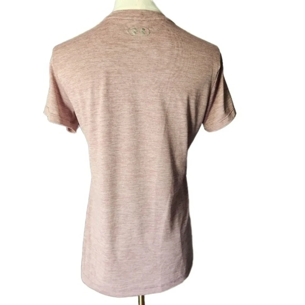 Under Armour TShirt Womens Size Small Heathered Pink VNeck ShortSleeveAthleisure - Picture 4 of 11